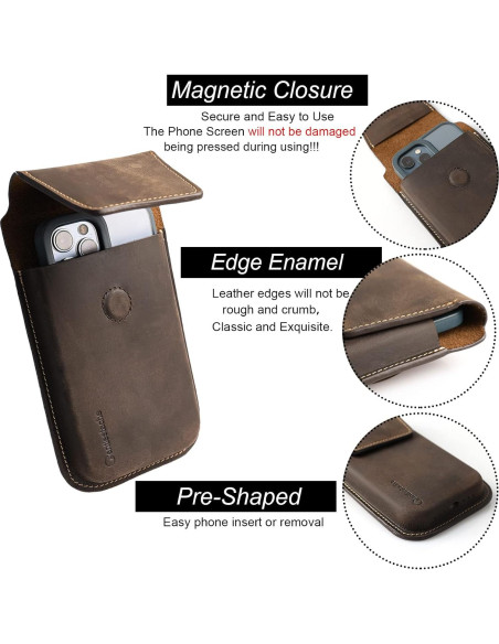 Funda de cuero Gentlestache XL para teléfono marrón oscuro