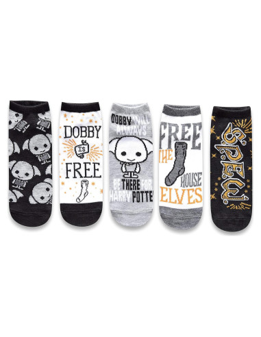 Calcetines Tobilleros Harry Potter Dobby 5 Paquetes Talla 4-10