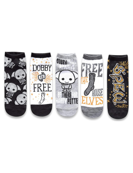 Calcetines Tobilleros Harry Potter Dobby 5 Paquetes Talla 4-10
