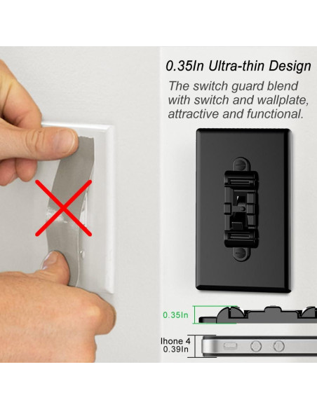 Cubierta de Interruptor de Luz HONGKONG HONG LE, 4 Piezas Negra