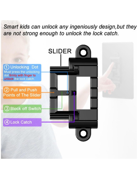 Cubierta de Interruptor de Luz HONGKONG HONG LE, 4 Piezas Negra