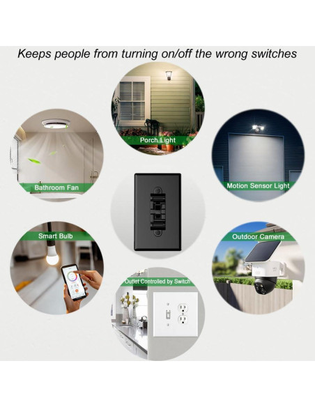 Cubierta de Interruptor de Luz HONGKONG HONG LE, 4 Piezas Negra