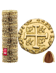 Monedas Pirata de Metal Dorado - Set de 35 Monedas 22mm
