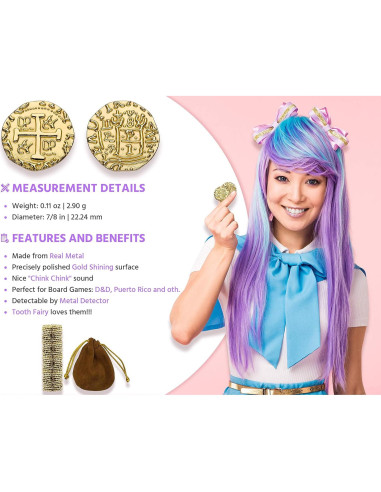 Monedas Pirata de Metal Dorado - Set de 35 Monedas 22mm