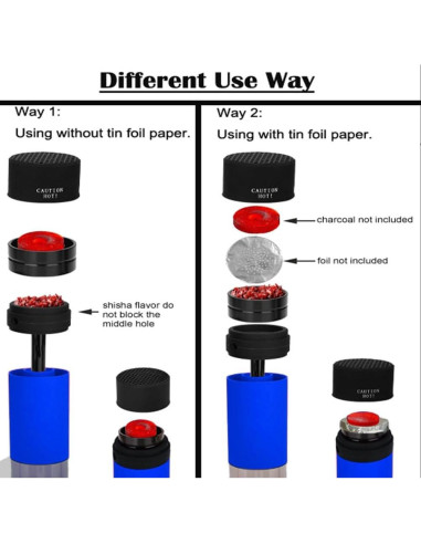 Hookah Portátil MRPAPA Azul, Set Completo para Viajar