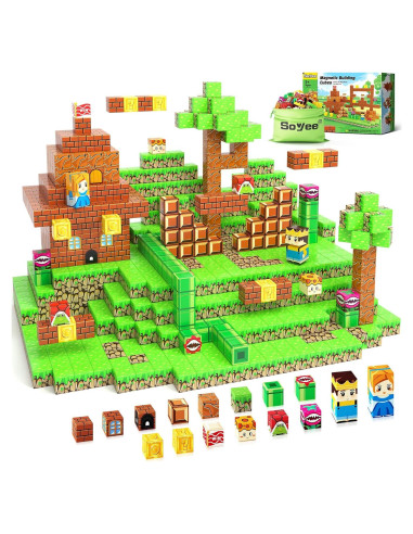Juego de Bloques Magnéticos Soyee 108 Piezas para Niños