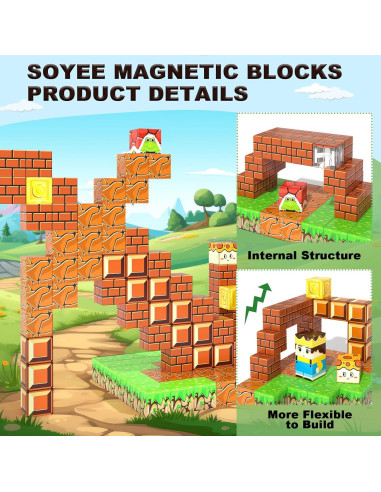 Juego de Bloques Magnéticos Soyee 108 Piezas para Niños