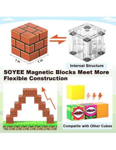 Juego de Bloques Magnéticos Soyee 108 Piezas para Niños