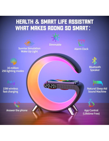 Lámpara de Mesa LENGLASS con Cargador Inalámbrico 15W