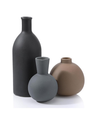 Juego de 3 Jarrones de Cerámica JOUTYFOR Decoración Rústica