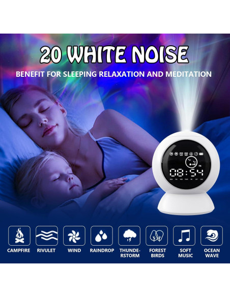 Reloj Despertador Proyector Estrellas KIVOTAC con Altavoz BT