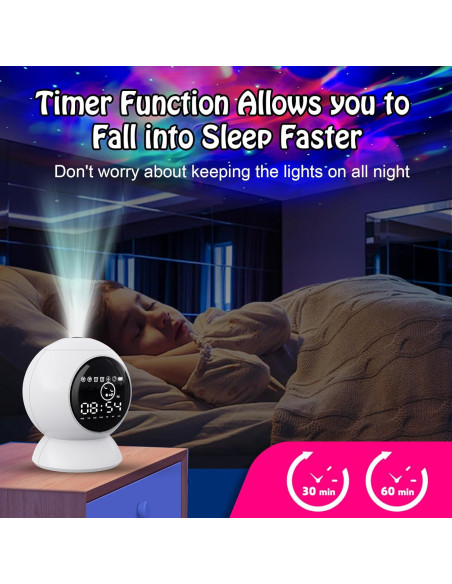 Reloj Despertador Proyector Estrellas KIVOTAC con Altavoz BT