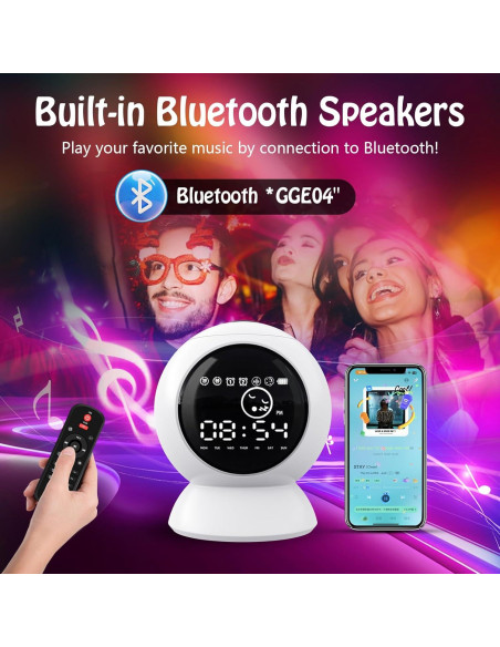 Reloj Despertador Proyector Estrellas KIVOTAC con Altavoz BT