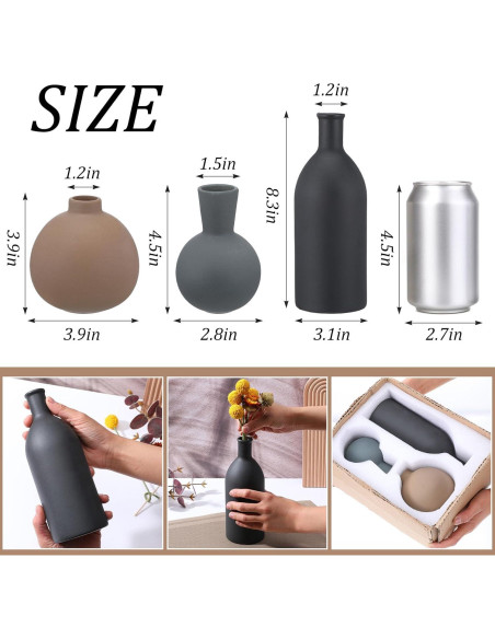 Juego de 3 Jarrones de Cerámica JOUTYFOR Decoración Rústica