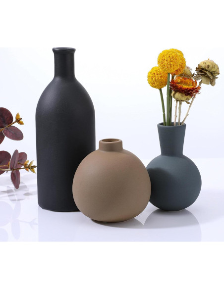 Juego de 3 Jarrones de Cerámica JOUTYFOR Decoración Rústica