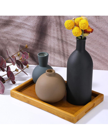 Juego de 3 Jarrones de Cerámica JOUTYFOR Decoración Rústica