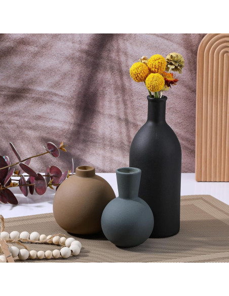 Juego de 3 Jarrones de Cerámica JOUTYFOR Decoración Rústica