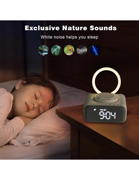 Reloj Despertador GEYUEYA Home con Altavoz y Luz Nocturna