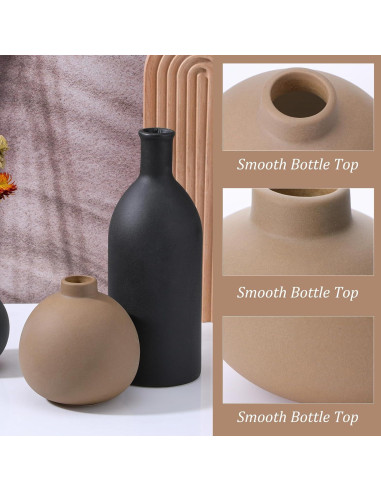 Juego de 3 Jarrones de Cerámica JOUTYFOR Decoración Rústica