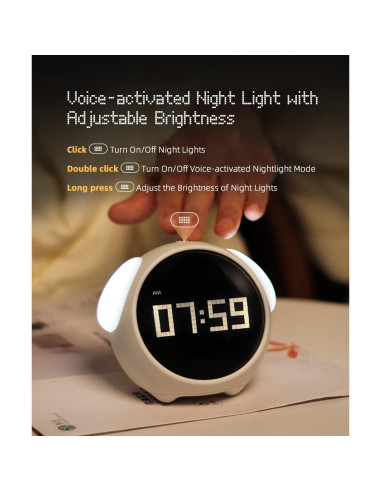 Reloj Despertador MikoDream para Niños con Luz Nocturna