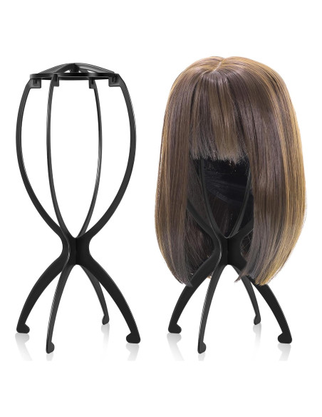 Soporte para Pelucas Obeoby Negro 2 Piezas Plegable 35 cm