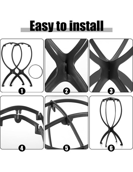 Soporte para Pelucas Obeoby Negro 2 Piezas Plegable 35 cm