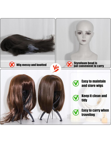 Soporte para Pelucas Obeoby Negro 2 Piezas Plegable 35 cm