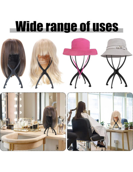 Soporte para Pelucas Obeoby Negro 2 Piezas Plegable 35 cm