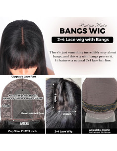 Peluca de cabello humano lacio 20" Ruiyu con flequillo 2