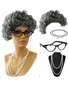 Disfraz de Abuela Vibe con Peluca Gris y Accesorios 5 Pzs 2