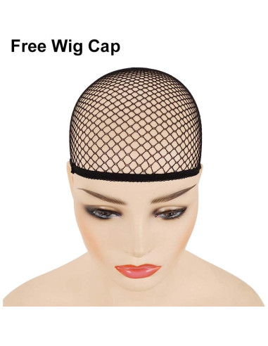 Peluca corta recta Morvally morada con flequillo 35.56 cm