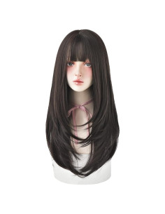 Peluca Recta 63.5 cm con Flequillo URCGTSA Negra