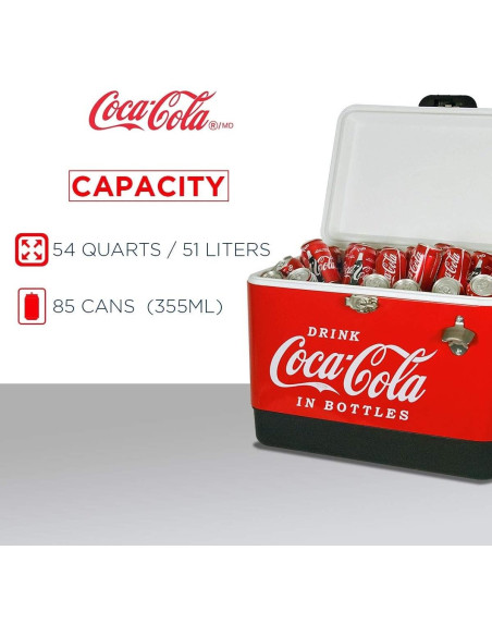 Cofre Enfriador Coca-Cola 51L con Abrebotellas Portátil