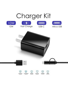 Cargador de pared USB C 5V 2A + cable 2 en 1 YCWZZH 2