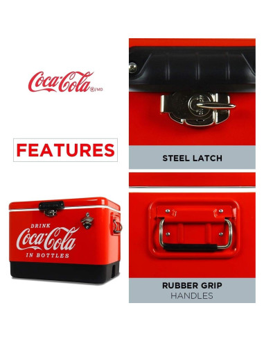 Cofre Enfriador Coca-Cola 51L con Abrebotellas Portátil