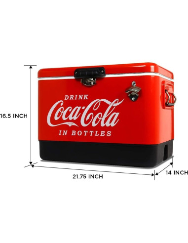 Cofre Enfriador Coca-Cola 51L con Abrebotellas Portátil