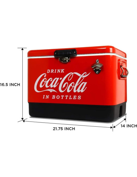 Cofre Enfriador Coca-Cola 51L con Abrebotellas Portátil