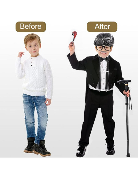 Disfraz de Abuelo para Niños Yaliuliu - Completo con Accesorios Disfraz de Abuelo para Niños Yaliuliu - Completo con Accesorios