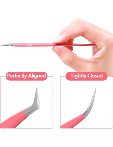 Pinzas VEYES INC para extensiones de pestañas 3 piezas Rosa