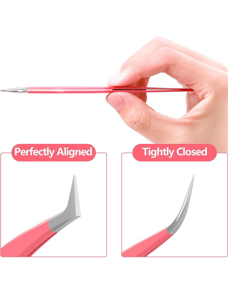 Pinzas VEYES INC para extensiones de pestañas 3 piezas Rosa Pinzas VEYES INC para extensiones de pestañas 3 piezas Rosa