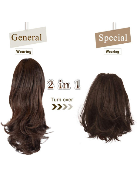 Extensión de Cola de Caballo Sofeiyan 33 cm Rizada Clip Natural