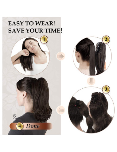 Extensión de Cola de Caballo Sofeiyan 33 cm Rizada Clip Natural