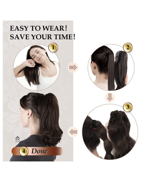 Extensión de Cola de Caballo Sofeiyan 33 cm Rizada Clip Natural