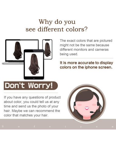 Extensión de Cola de Caballo Sofeiyan 33 cm Rizada Clip Natural