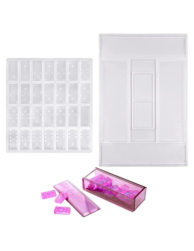 Kit de Moldes de Silicona Accfore para Dominó y Caja DIY