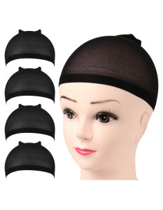 FANDAMEI Tapa de Peluca de Nylon 4 Piezas Color Negro