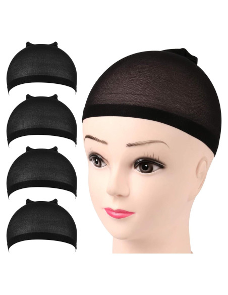 FANDAMEI Tapa de Peluca de Nylon 4 Piezas Color Negro