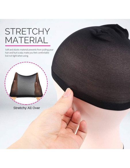 FANDAMEI Tapa de Peluca de Nylon 4 Piezas Color Negro