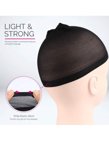 FANDAMEI Tapa de Peluca de Nylon 4 Piezas Color Negro