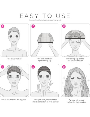 FANDAMEI Tapa de Peluca de Nylon 4 Piezas Color Negro